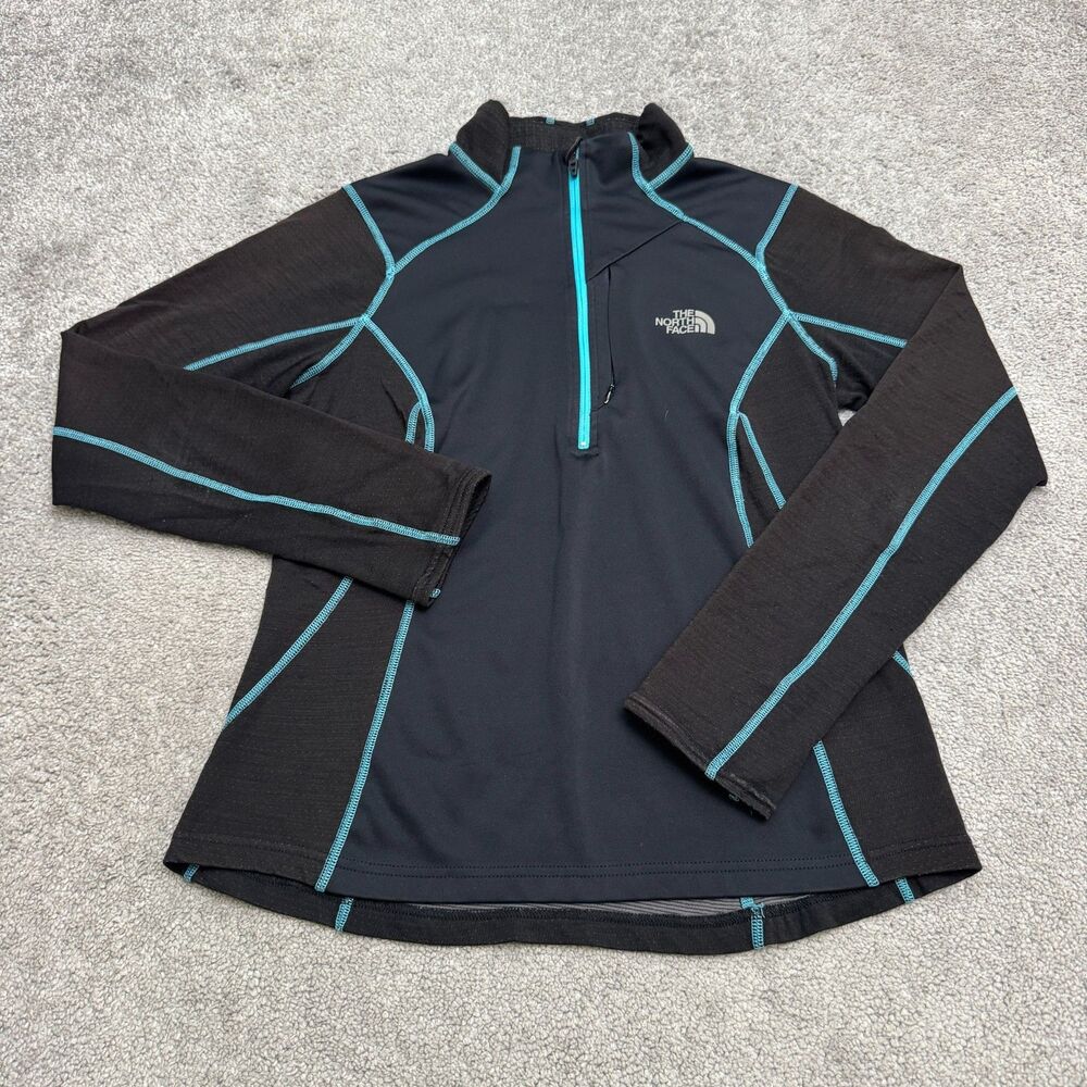 The North Face Flight Series Pullover Jacket Womens M Black Merino Wool 1/4 Zip